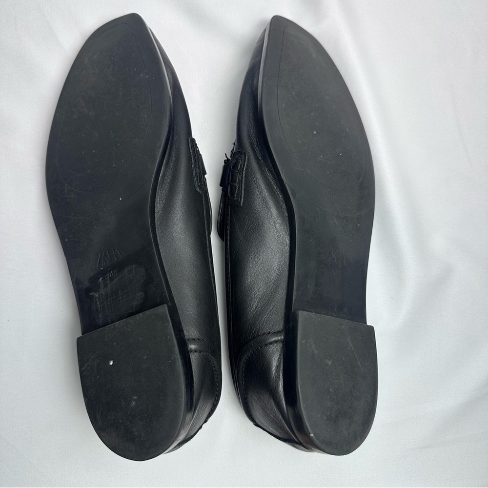 Zara Women’s Black Leather Loafers size 10/40 - Picture 8 of 16